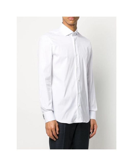 Mazzarelli White Plain Buttoned Shirt for men