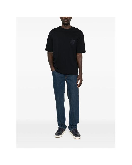 Emporio Armani Black Crew-Neck Logo-Appliqué T-Shirt for men