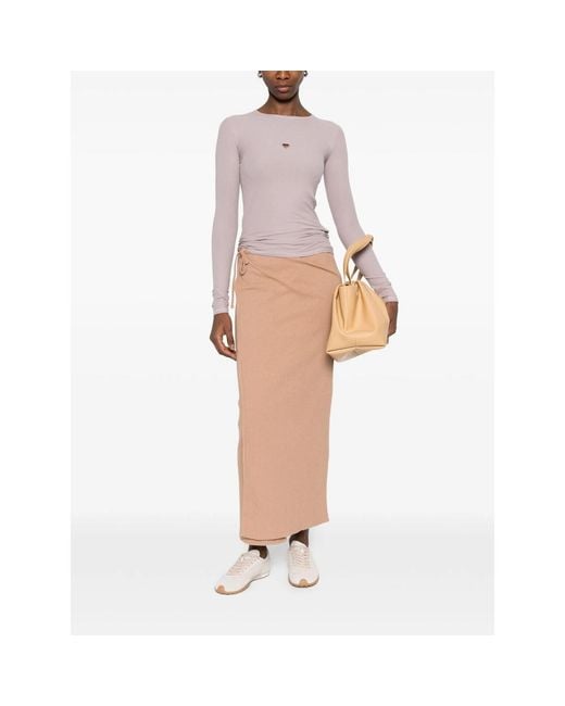 Baserange Natural Ribbed-Knit Maxi Skirt