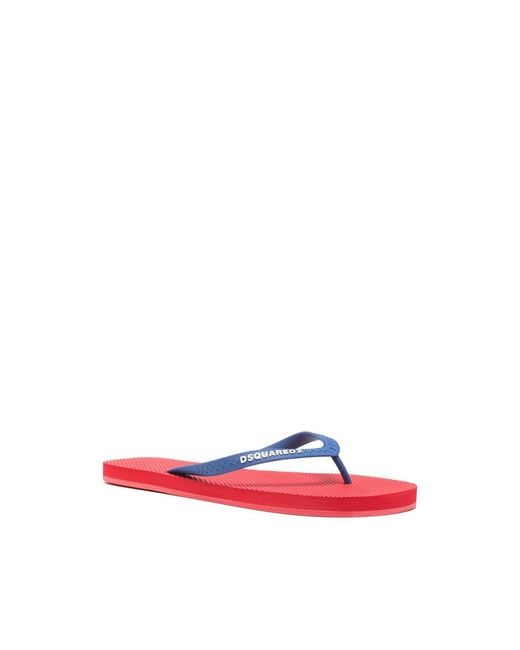 DSquared² Red Flip Flops for men