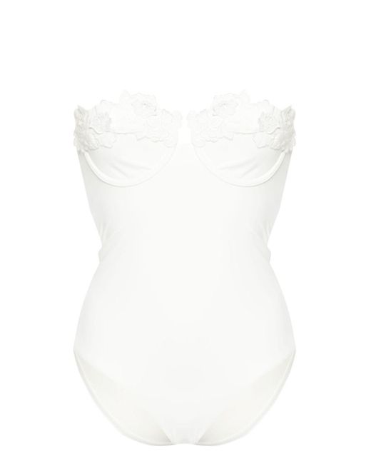 Zimmermann White Halliday Embroidery Swimsuit