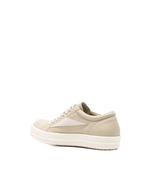 Rick Owens White Contrast Panel Sneakers for men