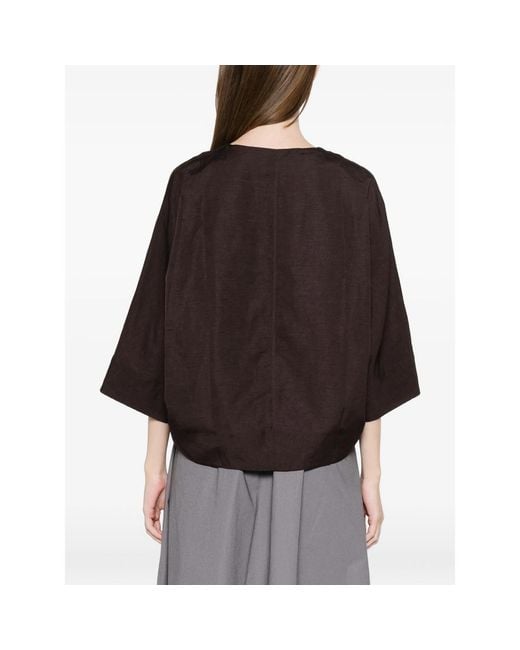 Soeur Brown Ilona V-Neck Short-Sleeve Blouse
