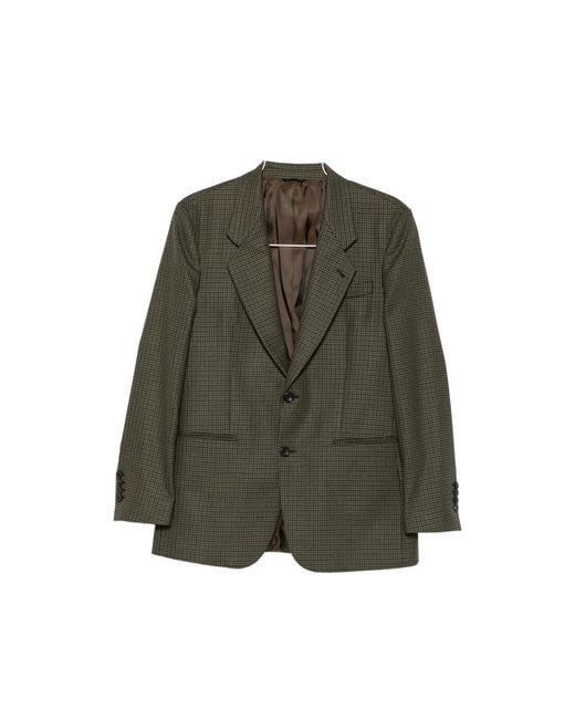 Reveres 1949 Green Houndstooth-Pattern Single-Breasted Blazer for men