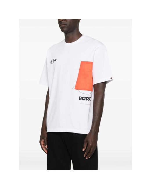 A Bathing Ape White Crew Neck T-Shirt for men