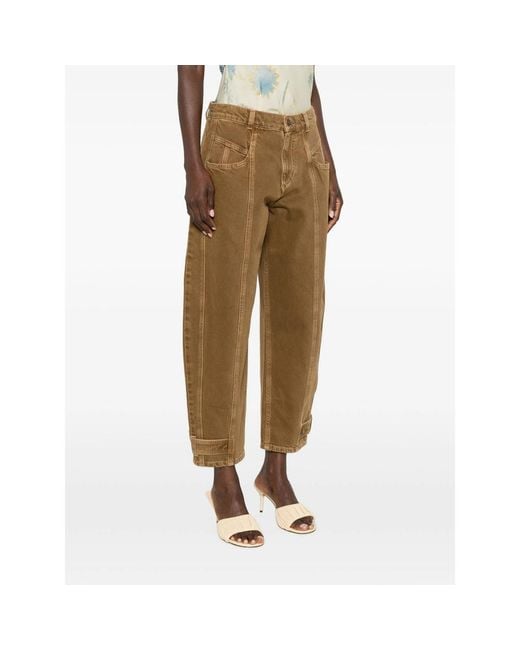 Isabel Marant Brown Leja Seam-Detail Tapered Jeans