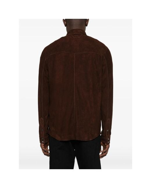 Salvatore Santoro Brown Patch-Pocket Shirt for men