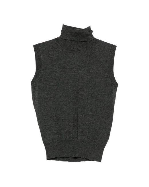 GOES BOTANICAL Black Roll-Neck Sleeveless Top