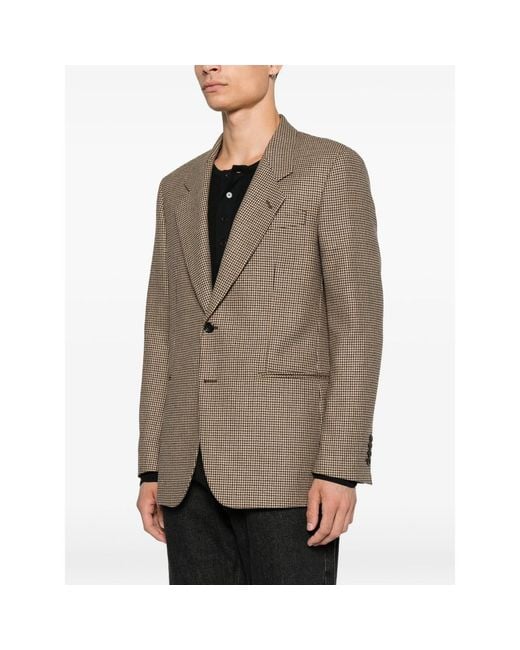 Reveres 1949 Brown Houndstooth-Pattern Blazer for men