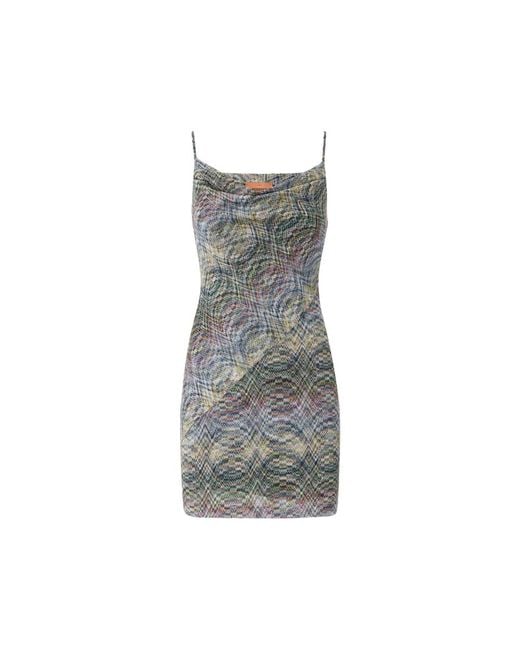 Missoni Gray Zigzag-Knit Cowl-Neck Dress