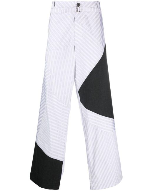 Kiko Kostadinov White Stripe-panelled Wide-leg Trousers for men
