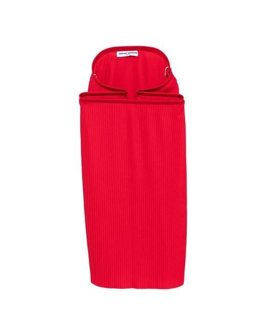 Duran Lantink Red Pleated Midi Skirt