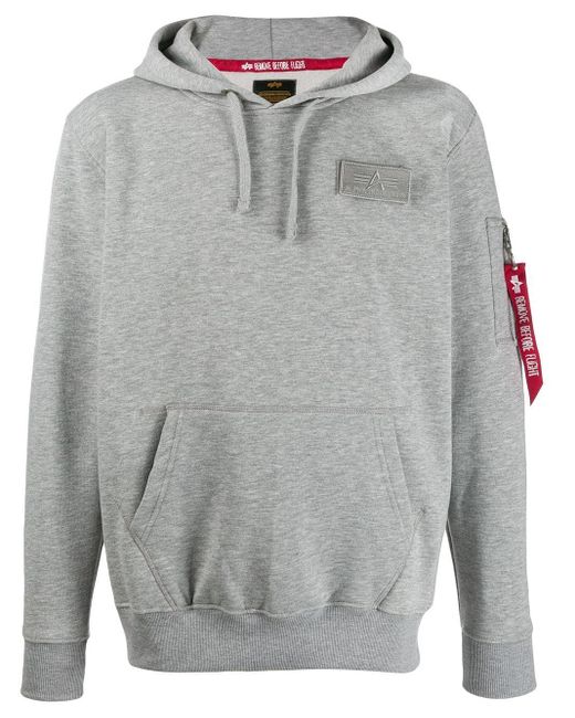 Alpha Industries Gray Hooded Logo Sweatshirt for men