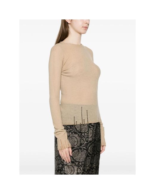 Uma Wang Natural Sweater Ribbed Wool