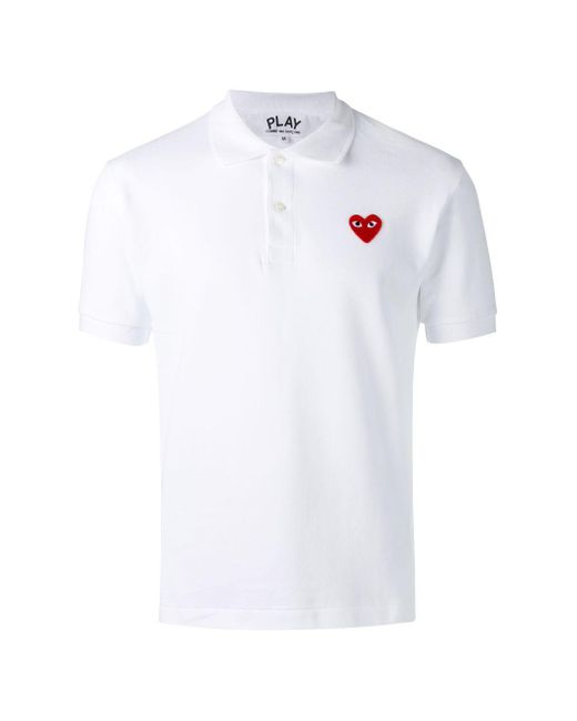 COMME DES GARÇONS PLAY White Heart-Logo Cotton Polo Shirt for men