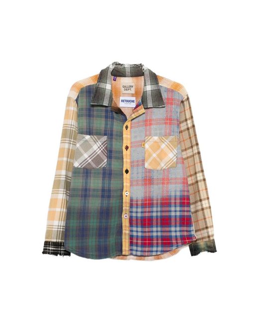 GALLERY DEPT. Blue Patchwork Checked Shirt for men