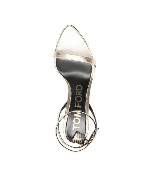 Tom Ford White Ankle-Strap Padlock Sandals