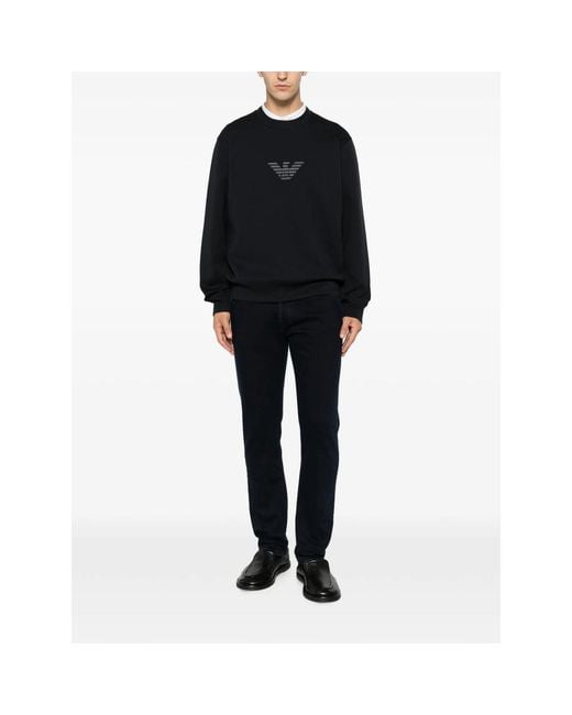 Emporio Armani Black Logo-Patch Sweater for men