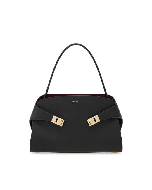 Ferragamo Black Small Hug Soft Shoulder Bag