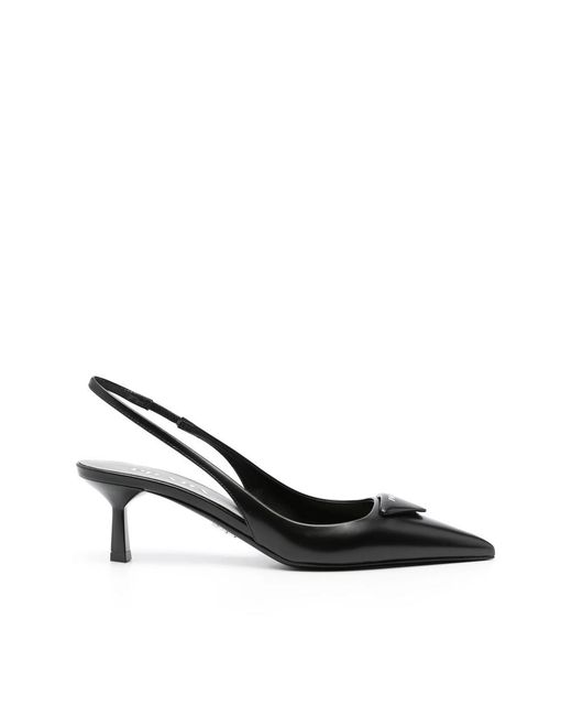 Prada Black 70Mm Leather Slingback Pumps