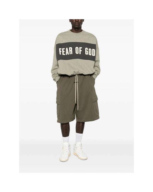 Fear Of God White Cropped Relaxed Panelled Sweatshirt for men