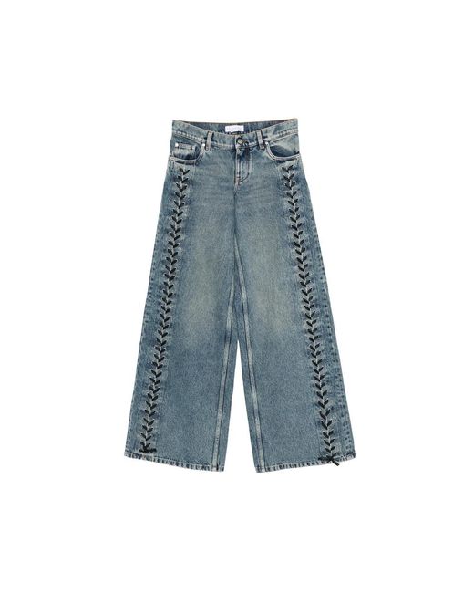 Stella McCartney Blue Wide-Leg Lace-Up Denim Jeans