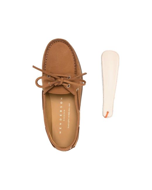 Henderson Brown Zelia Lace-Up Detail Boat Shoes