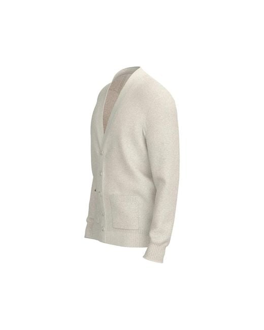 Beckham X Boss White X Beckham Patch-Pocket V-Neck Cardigan for men