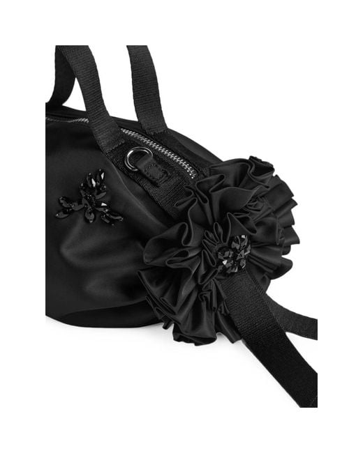 Simone Rocha Black Embellished Rosette-Detail Tote Bag