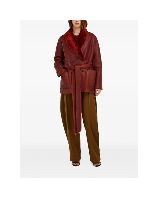 Ferragamo Red Reversible Shearling Jacket