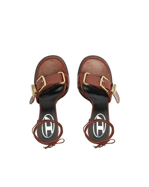 DIESEL Brown D-Cocco Ankle-Wrap Sandals