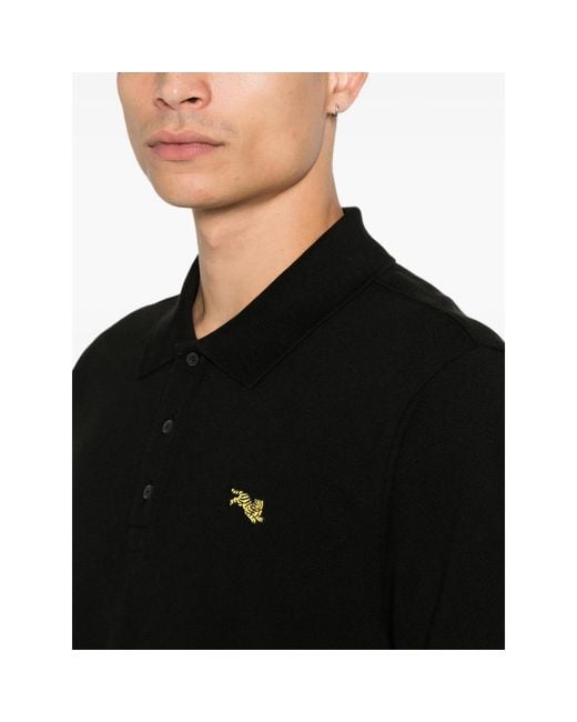 KENZO Black Tiger-Patch Polo Shirt for men