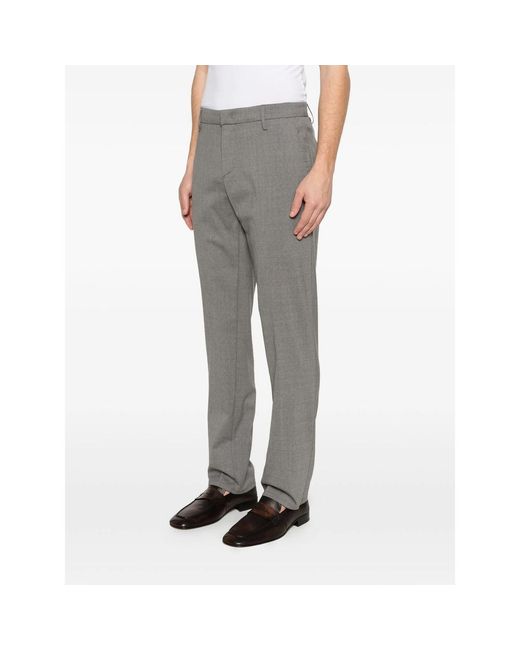 Dondup Gray Belt-Loops Tapered Trousers for men