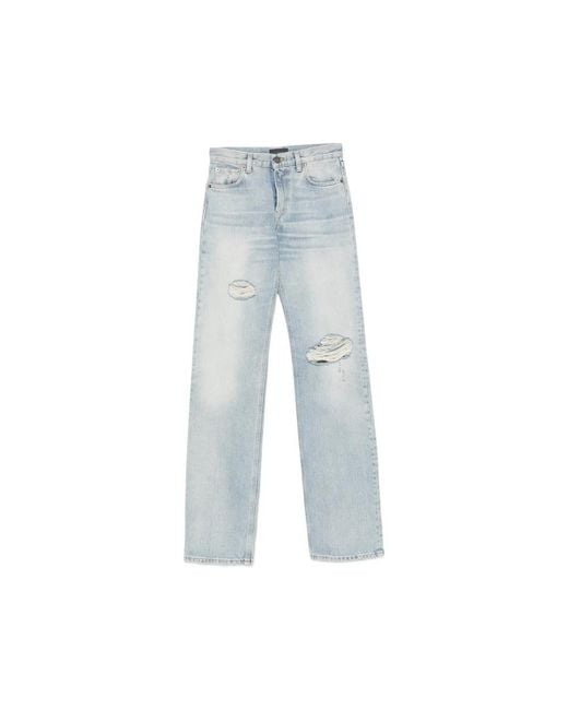 Haikure Blue Distressed Straight-Leg Jeans