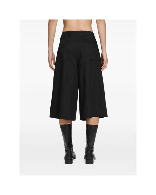 Our Legacy Black Split Pleated Shorts for men