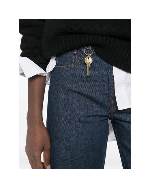 Carven Blue Key-Charm Straight-Leg Jeans