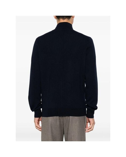 Soft Goat Blue Zip-Up High-Neck Cardigan for men