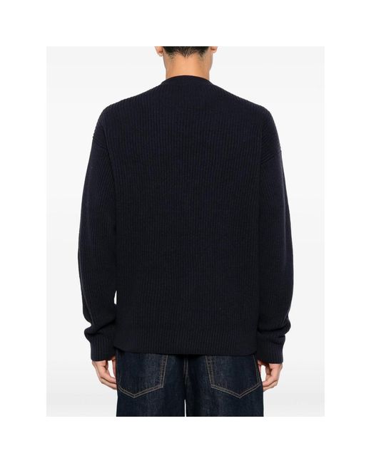 Diana Studio Blue Ribbed-Knit V-Neck Cardigan for men
