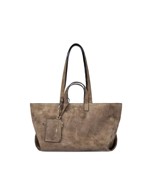 A.P.C. Brown Top Handle Bag With Zip Pocket