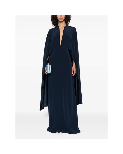Stephane Rolland Blue V-Neck Maxi Dress