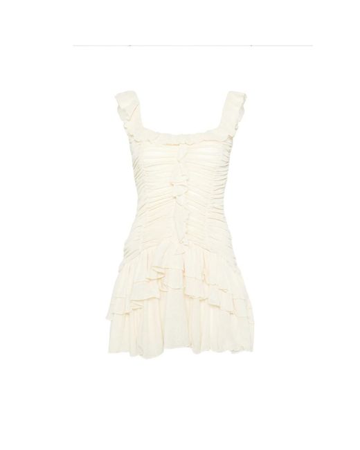Siedres White Gemma Ruffled Mini Dress