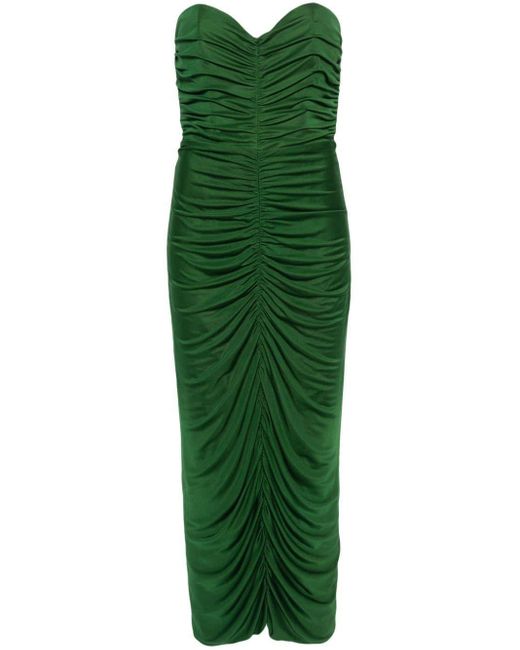 Costarellos Green Draped Jersey Maxi Dress