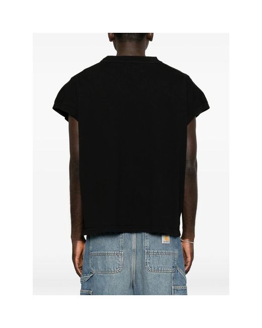 Rhude Black Logo-Embroidered Cap-Sleeve T-Shirt for men