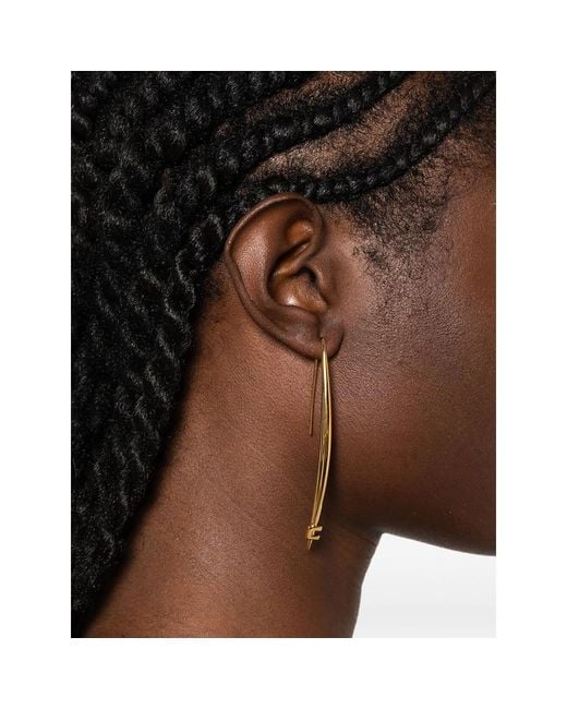 Elisabetta Franchi Brown Logo-Plaque Drop Earrings