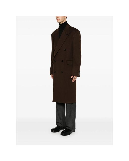 Lardini Brown Pin-Lapel Double-Breasted Coat for men