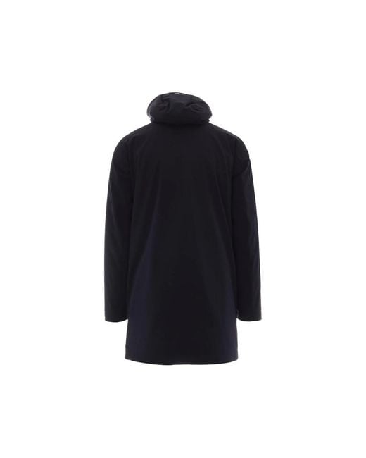 Herno Blue Hooded Concealed-Fastening Coat for men