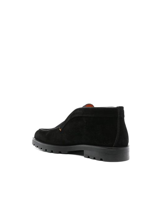 Santoni Black Slip-On Shoes Suede for men