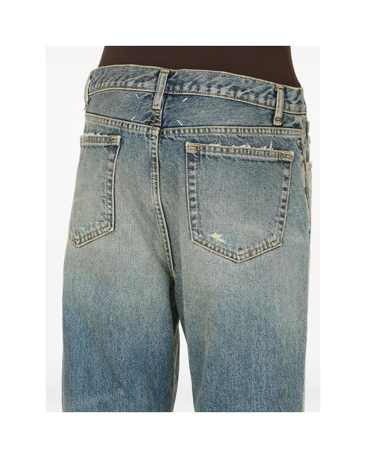 Maison Margiela Blue Distressed Patchwork Jeans for men