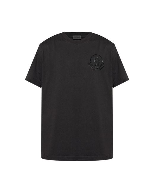 Moncler Black Logo-Embossed Cotton T-Shirt for men