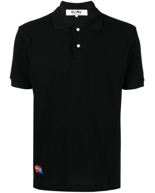 COMME DES GARÇONS PLAY Black X Invader Logo-Appliqué Polo Shirt for men